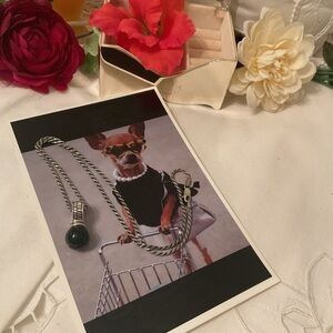 VINTAGE 925 STERLING OXIDIZED ONYX PENDANT WITH 925 ITALY 2mm 18” ROPE CHAIN